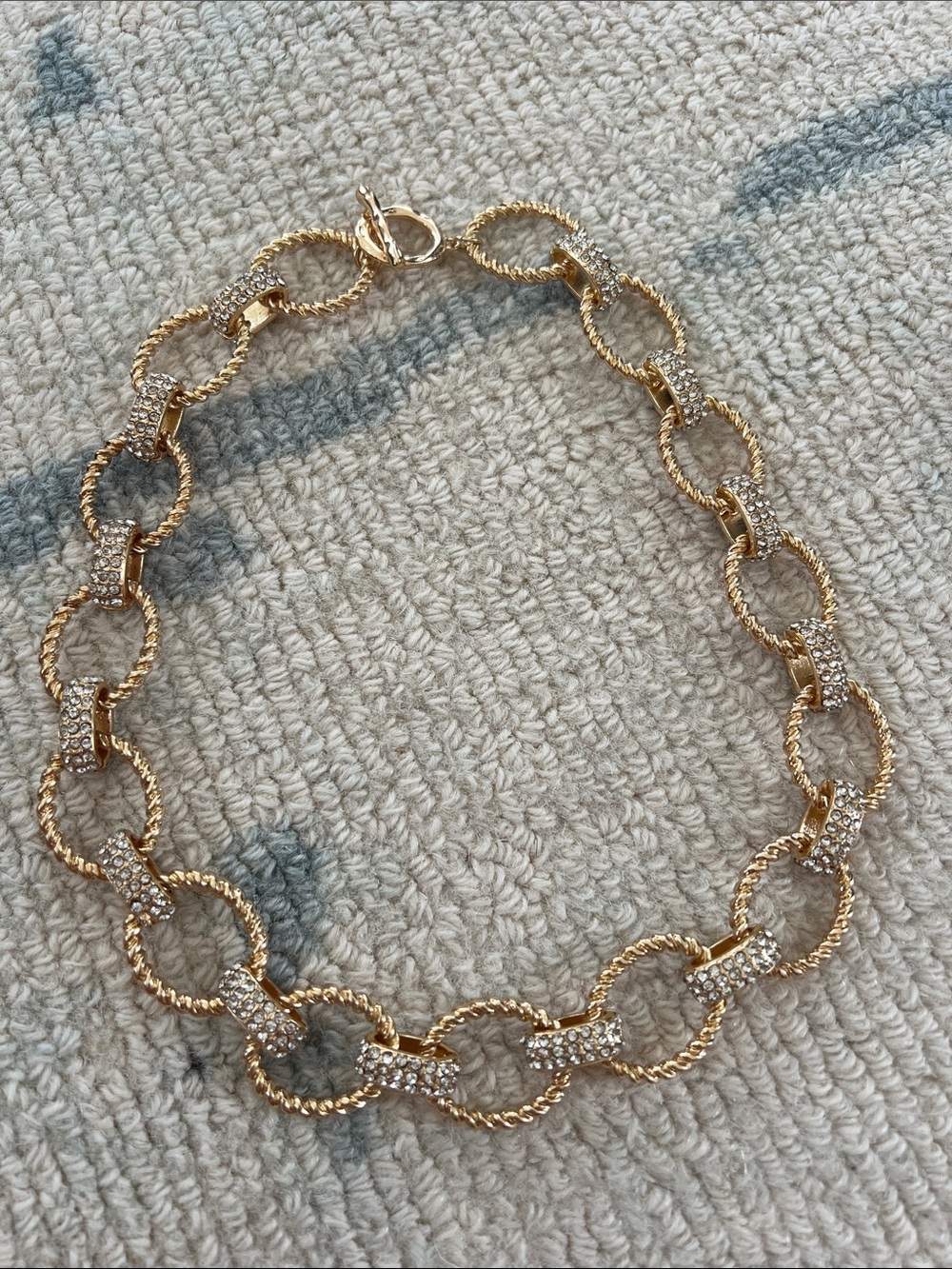 Gold Link Necklace with Crystal Accents - Women Jewelry